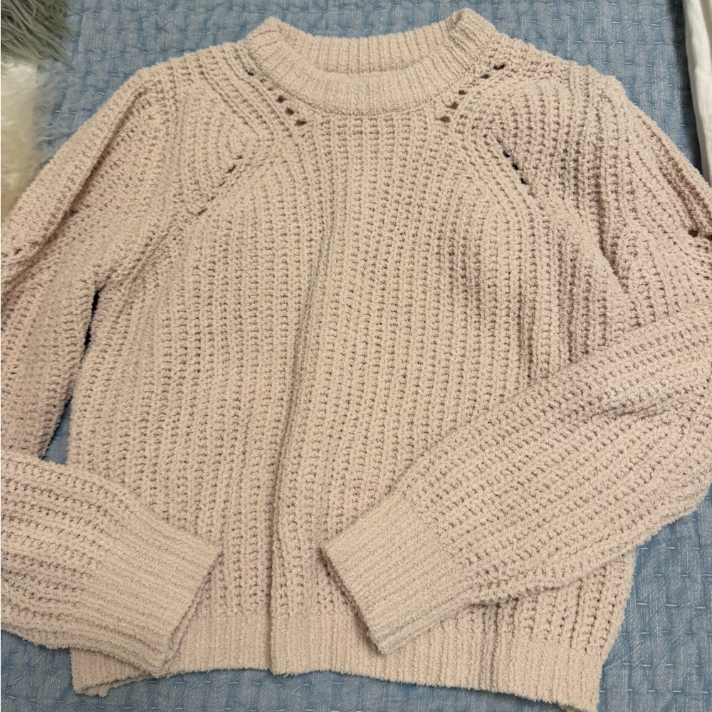 Miami Cream Crew Neck Sweater with Knitted Texture